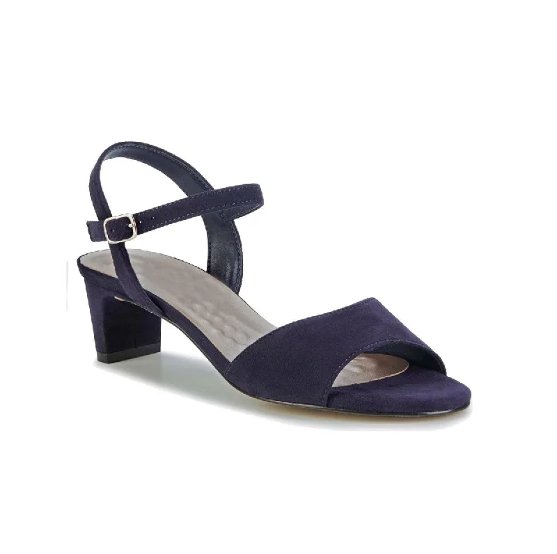 Ros Hommerson Lydia Women Adjustable Buckle Strap Sandal In Navy Suede