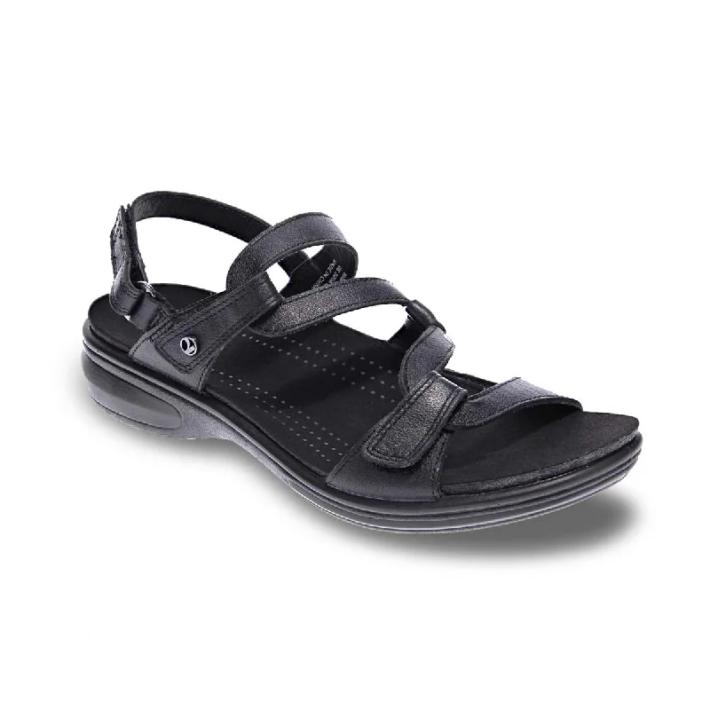 Revere Emerald Women's 3 Strap Leather Sandals Sandals In Black