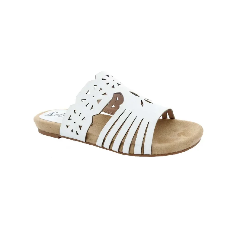 Bellini Nikole Women Slide Sandals In White Faux Nubuck