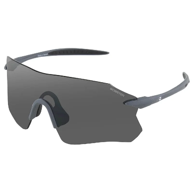 Bobster Aero Cycling Sunglasses with Gray Frame and Smoke Silver Mirror Lens