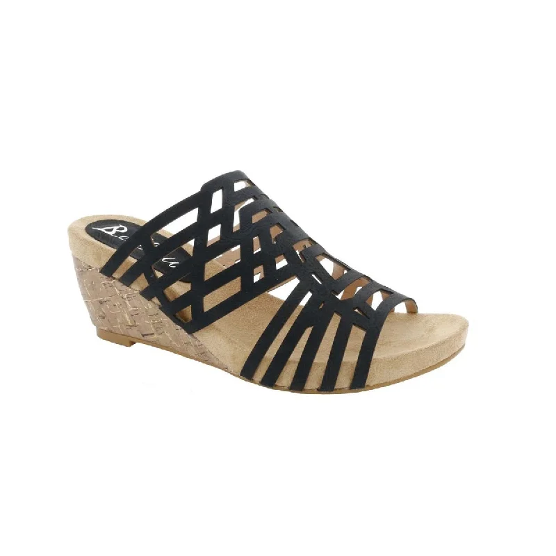 Bellini Pretty Women Wedge Sandals In Black Faux Nubuck