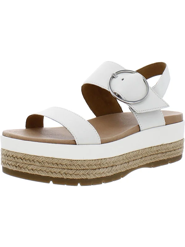 April Womens Leather Espadrille Wedge Sandals