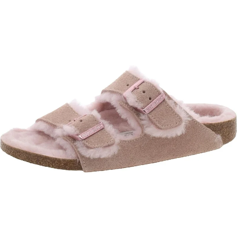 Arizona Shearling Womens Suede Footbed Slide Sandals