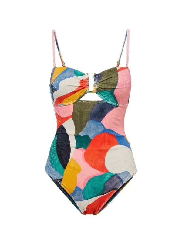 Juliette One Piece In Carta Colorblock Texture