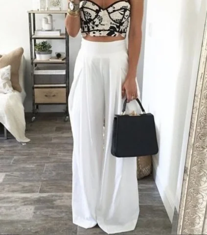 WOMEN'S FASHION LOOSE SOLID COLOR SKIRTS WIDE LEG PANTS WIDE LEG PANTS