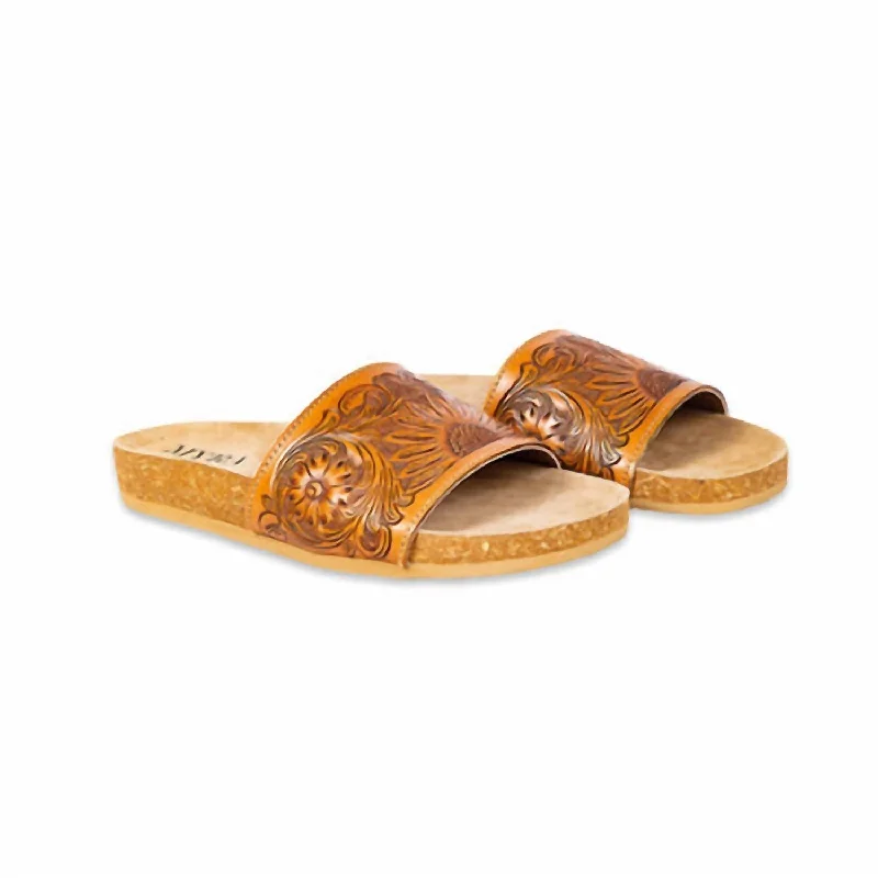 Women's Dottie Hand Tooled Sandals In Caramel