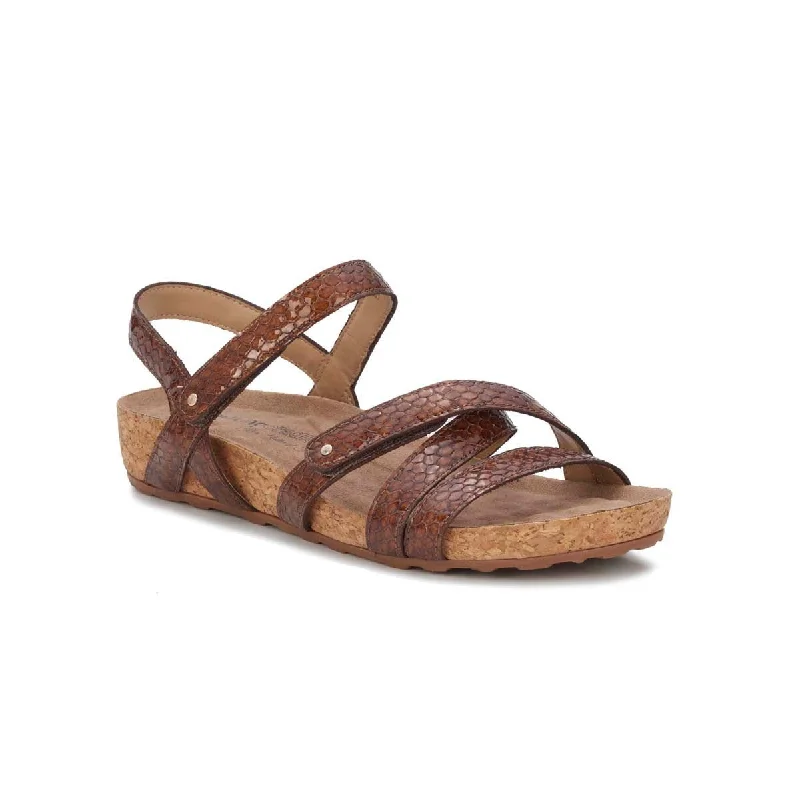 Walking Cradles Wc Pool Women Strappy Sandal In Nutmeg Snake Print Patent