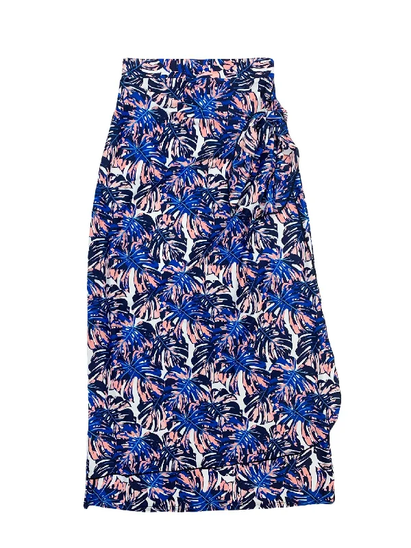 Blue Leaves Wrap Swim Skirt