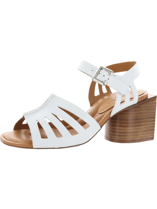 Eline Womens Leather Square Toe Heel Sandals