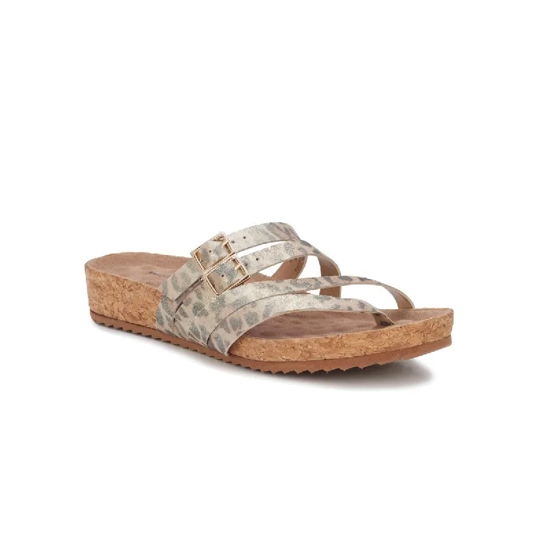 Walking Cradles Wc Penelope Women Thong Sandal In Metallic Leopard Leather