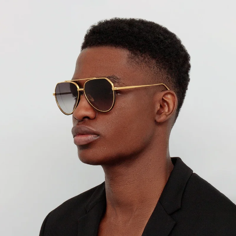 Men's Bayer Aviator Sunglasses in Yellow Gold