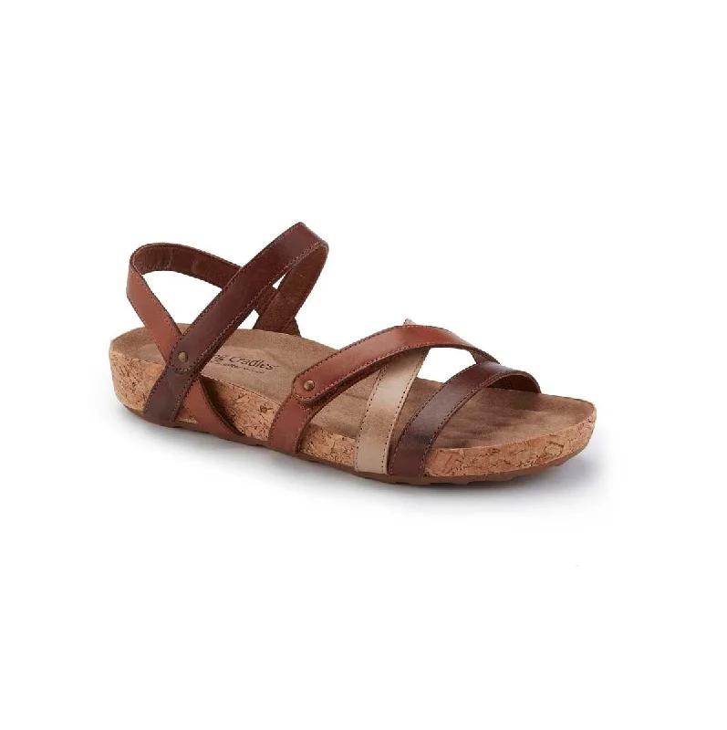 Walking Cradles Wc Pool Women Strappy Sandal In Brown Multi Leather/cork