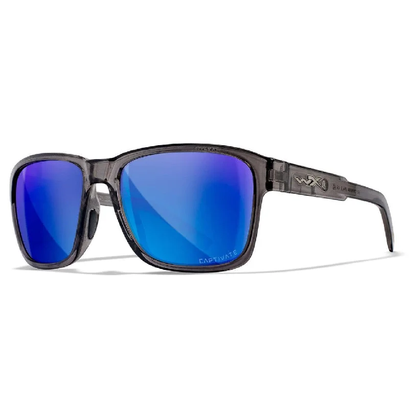 Wiley X Trek Sunglasses with Stealth Gray Frame and Captivate Polarized Blue Mirror Lens