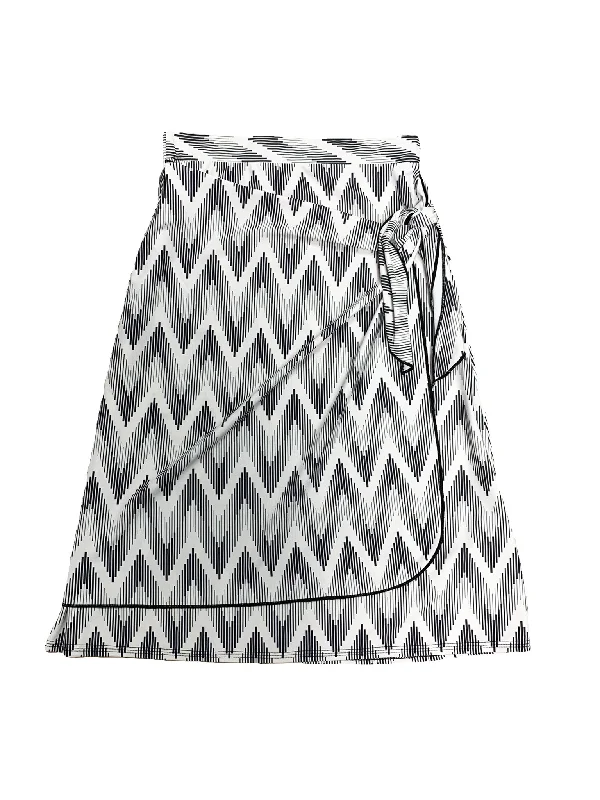 Black & White Chevron Sarong Swim Skirt