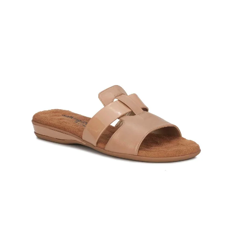 Walking Cradles Wc Candice Women Slide Sandal In Nude Napa Leather/patent