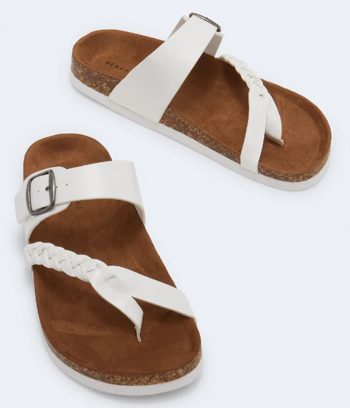 Aeropostale Braided Double-Strap Cork Slide Sandal