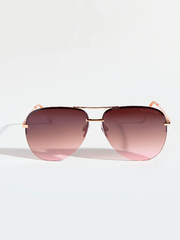 LADIES RIMLESS AVIATOR METAL SUNGLASSES