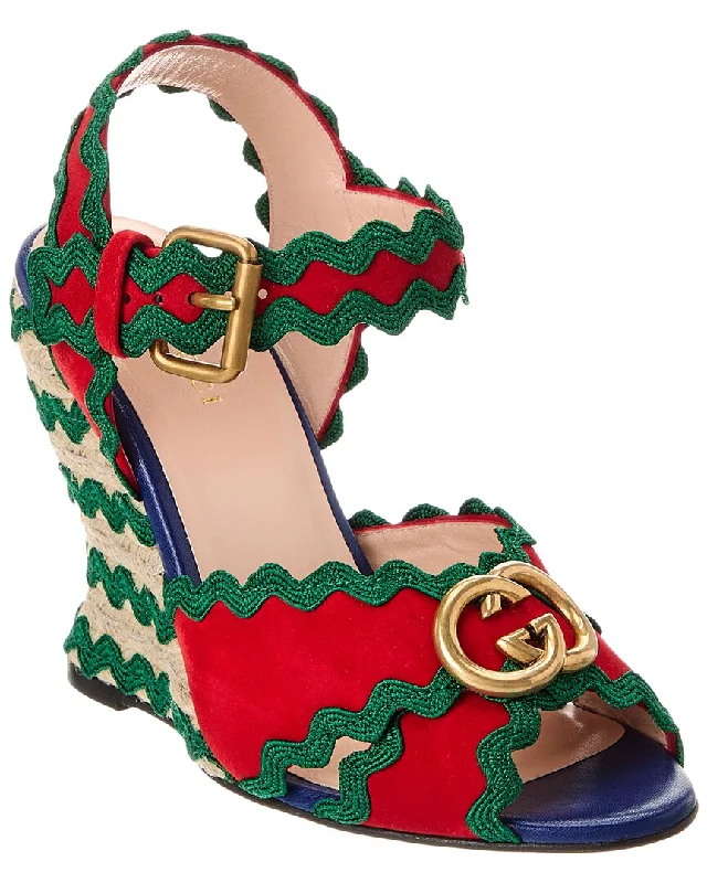 Gucci Suede Wedge Sandal