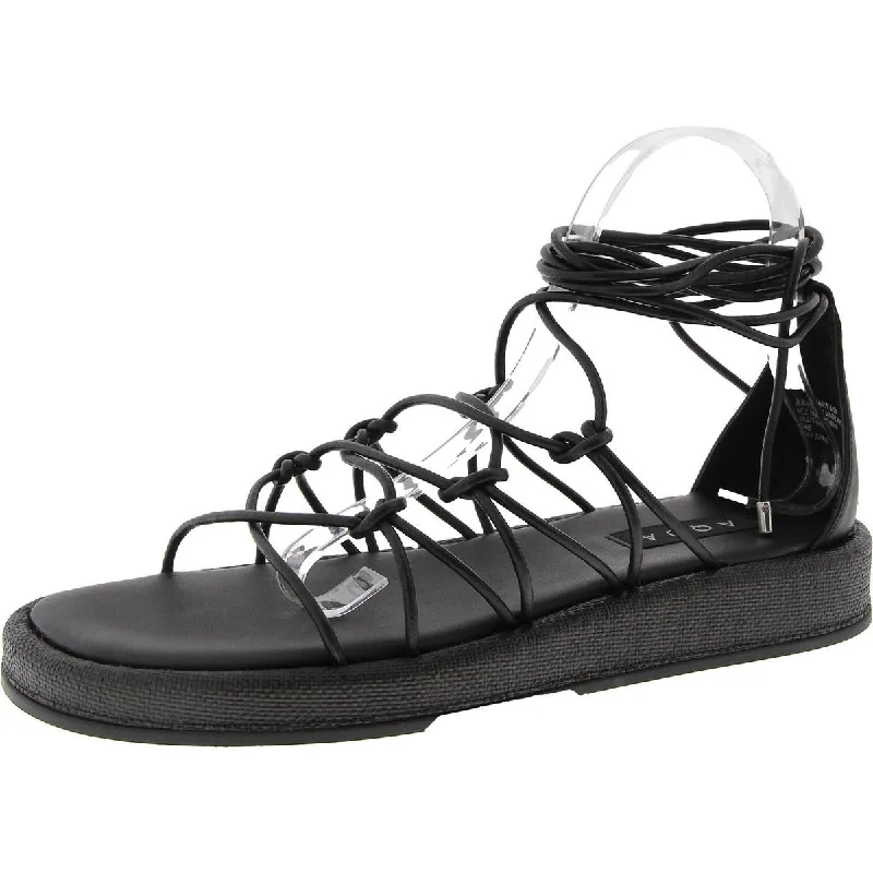 Star Womens Leather Lace-Up Platform Sandals