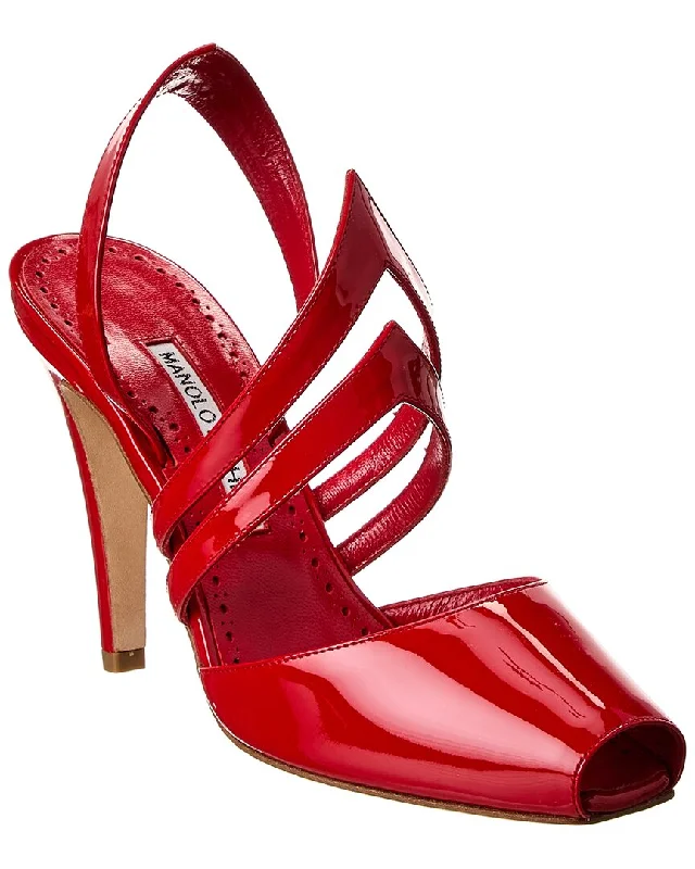 Manolo Blahnik Develi 105 Patent Slingback Sandal