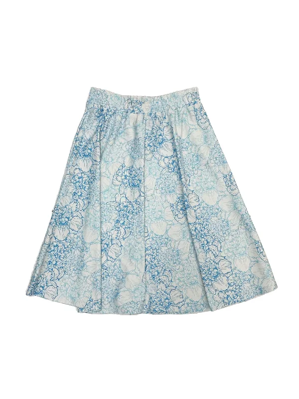 Blue Floral Flairy Swim Skirt