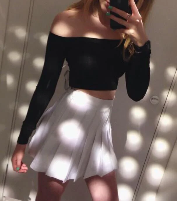 Hot white black dark blue cute deisgn skirt